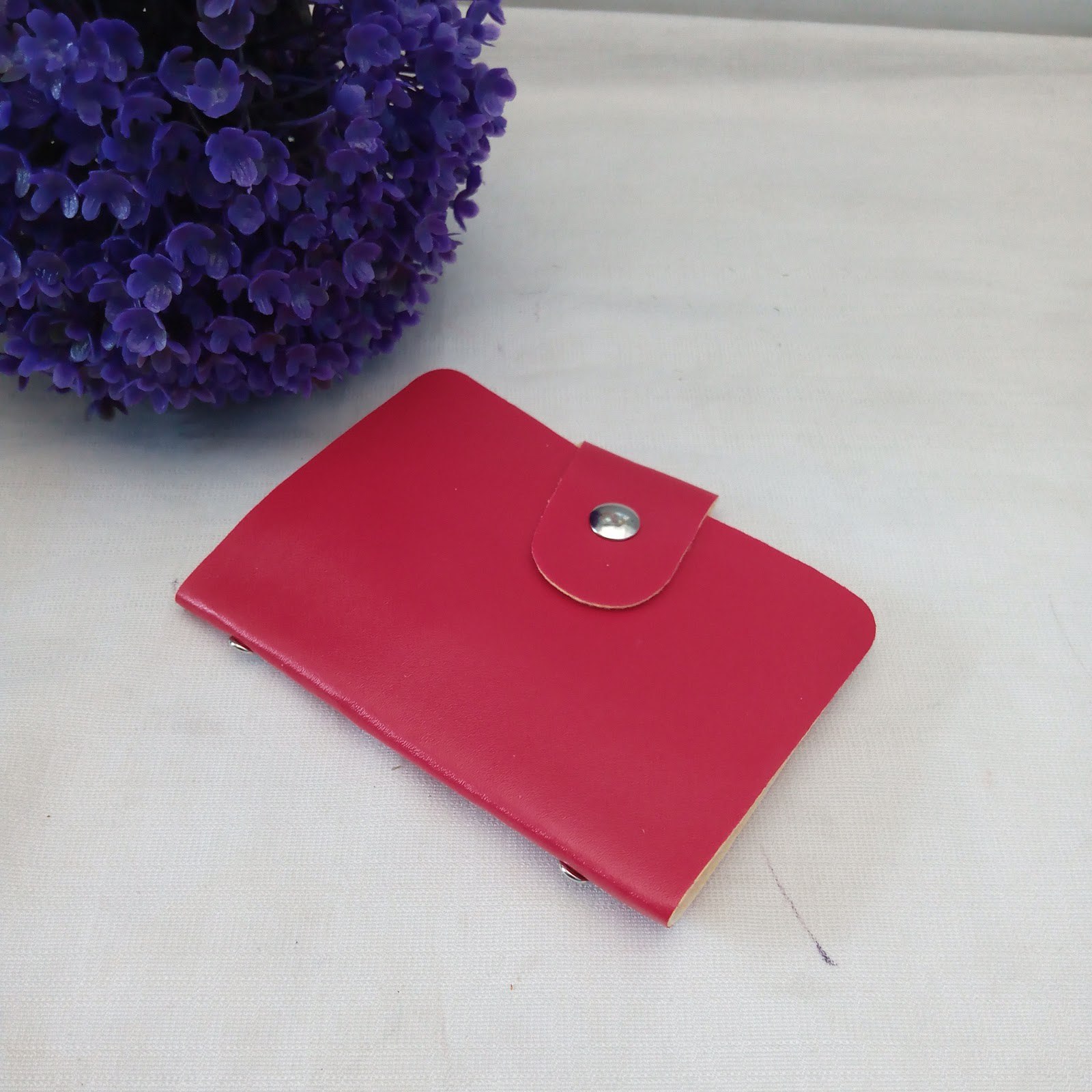 Dompet Kartu Kulit Merah - Gambar 2