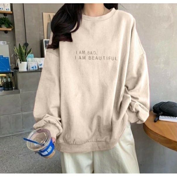 ini adalah Sweater Bad Cream, size: LD 90cm, Panjang 60cm, material: Fleece, color: Cream, brand: jaketindonesia, age_group: all ages, gender: unisex