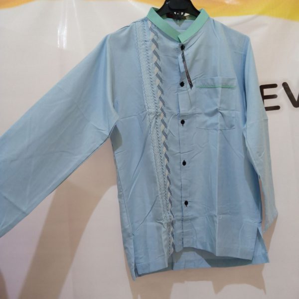 ini adalah Baju Koko Panjang M, size: M, material: Cutton, color: blue, brand: Bajukokobojonegoro, age_group: all ages, gender: male