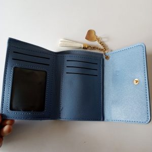 Ini adalah Dompet Mini L100 Birmud size: 11 cm x 9 cm, material: sintetis, color: light blue, brand: dompetminibojonegoro, age_group: all ages, style: simply mini wallet, gender: female, pattern: plain mesh leather,