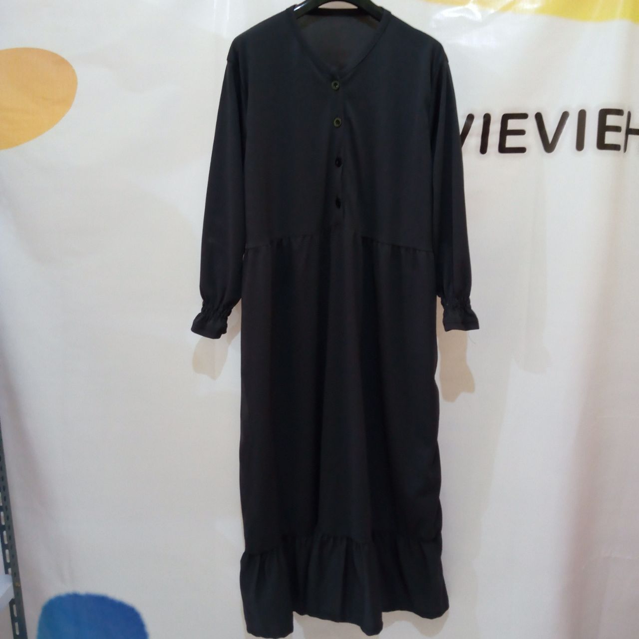 Ini adalah Gamis Klep Abutua size: L, material: voxy, color: dark grey, brand: gamisklepbojonegoro, age_group: adult, style: simple women long dress, gender: female, pattern: klep,