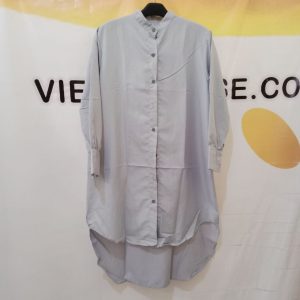 Ini adalah Kemeja Aily Abu size: L, material: cotton, color: grey, brand: kemaily, age_group: adult, style: casual top shirt, gender: female, pattern: plain,