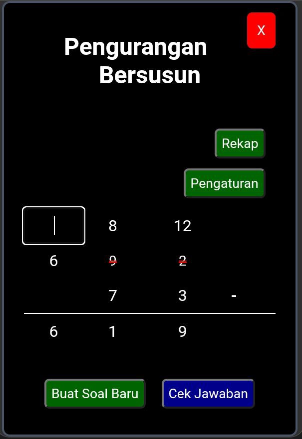 aplikasi gratis pengurangan bersusun dengan rekap dan pengaturan untuk anak SD